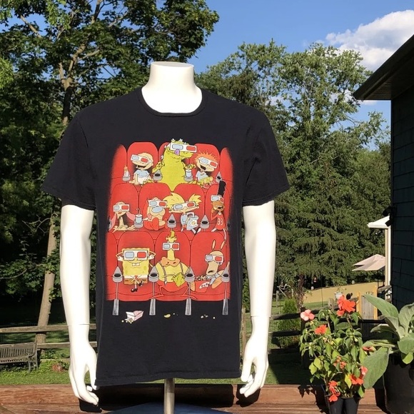 Nickelodeon T Shirt Mens XL 90’s Group 3D Movie Throwback Black Rugrats - Picture 1 of 7